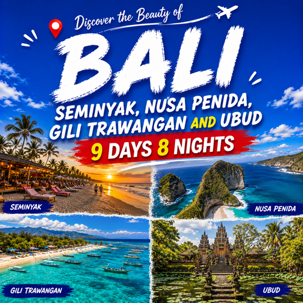 8 Nights to Seminyak, Nusa Penida, Gili Trawangan and Ubud